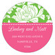White Floral on Green and Hot Pink Round Address Labels Image 2 of 2